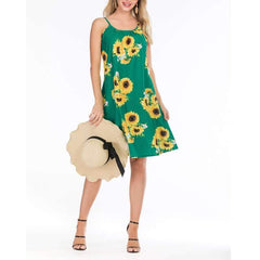 Fashion Print Vest Round neck Shift Dresses