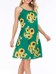 Fashion Print Vest Round neck Shift Dresses