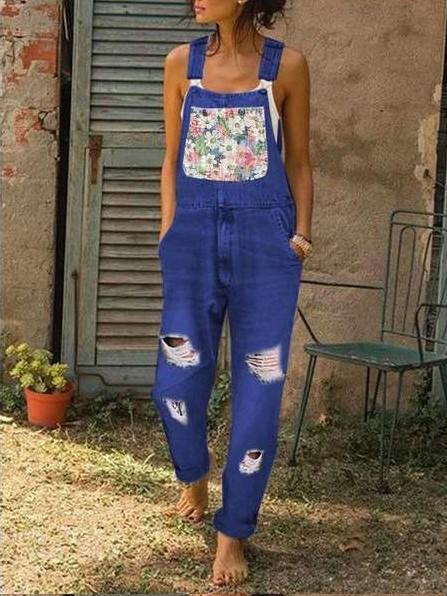 Fashion Print Jeans Jumpsuits