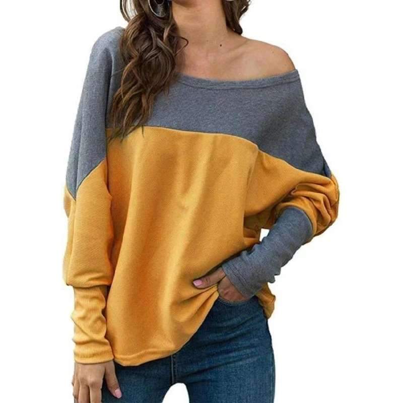 Fashion Off shoulder Gored Batwing sleeve T-Shirts