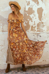 Fashion Print One shoulder Maxi Dresses