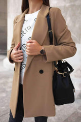 Pure Long sleeve Lapel Woolen Coat
