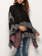 Black Batwing Sleeve High Collar Sweater