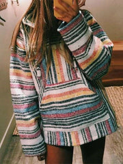 Casual Loose Stripe Long sleeve Hoodies Sweatshirts