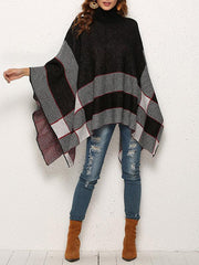 Black Batwing Sleeve High Collar Sweater