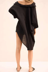 Casual Loose Pure Lapel Long sleeve Irregular Blouses