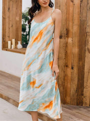 Fashion Print Vest Maxi Dresses