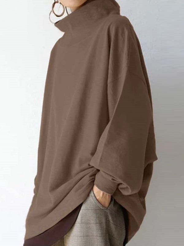 Casual plain high neck women sweatshirts
