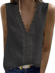 Daily v neck sleeveless lace women shirts vests