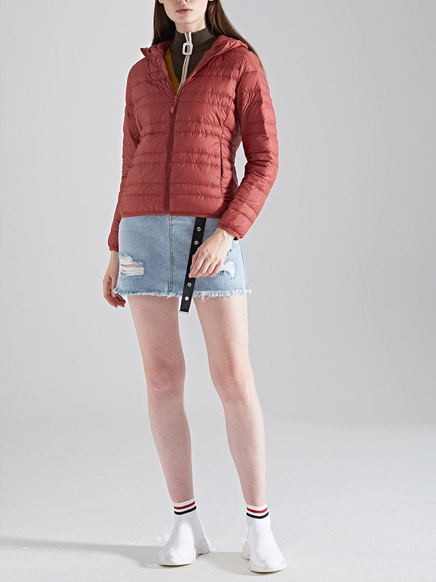 Woman White Duck Down Hooded Jacket Coats