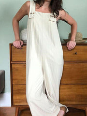 Casual loose striped linen jumpsuit