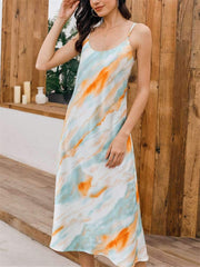 Fashion Print Vest Maxi Dresses