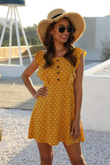 Pure Square collar Falbala Backless Shift Dresses