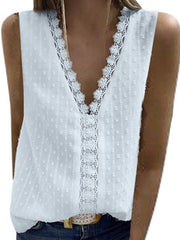 Daily v neck sleeveless lace women shirts vests