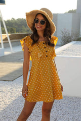 Pure Square collar Falbala Backless Shift Dresses