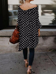 Off Shoulder Fashion Woman Pot Printed Long Sleeve T-shirts