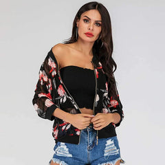 Fashion Print Zipper Round neck Long sleeve Lycras