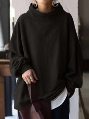 Casual plain high neck women sweatshirts