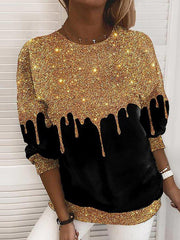 Women bling bling round neck sweatshirts