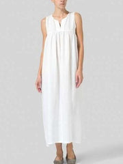 Fashion Pure V neck Sleeveless Maxi Dresses