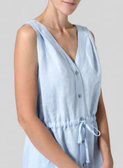 Fashion Pure V neck Lacing Sleeveless Maxi Dresses