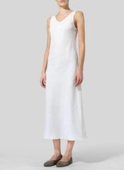Fashion Pure V neck Sleeveless Maxi Dresses