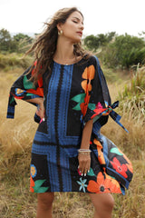 Casual Loose Floral print Round neck Long sleeve Shift Dresses