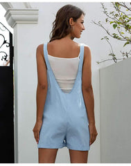 Casual Pure Pocket Short Jumpsuits