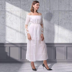 Pure High waist One shoulder Long sleeve Maxi Dresses