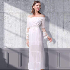 Pure High waist One shoulder Long sleeve Maxi Dresses