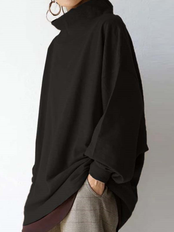 Casual plain high neck women sweatshirts