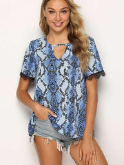 Fashion Casual Print V neck Short sleeve T-Shirts