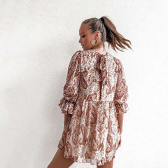 Fashion Round nec Print Half sleeve Shift Dresses