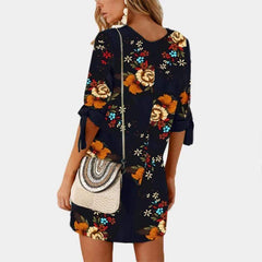 Casual Loose Print Half sleeve Shift Dresses