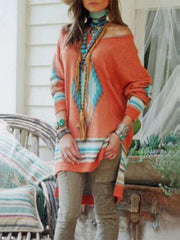 Fashion Casual Print Halter Long sleeve T-Shirts