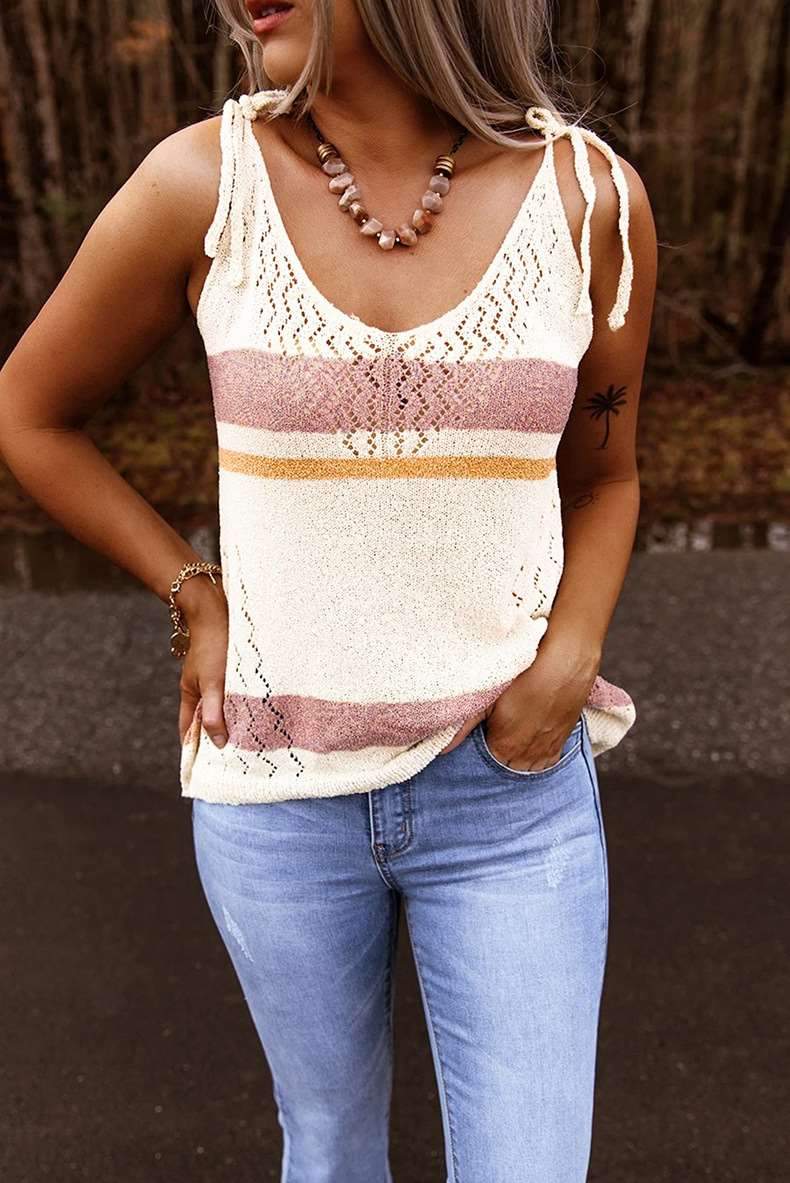 Casual V neck Vest Knit T-Shirts