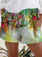 Casual women flower printed short pants fashion shorts