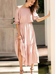 Fashion Pure One shoulder Gored Skater Dresses