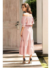 Fashion Pure One shoulder Gored Skater Dresses