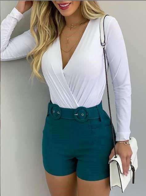 Fashion Pure V neck Long sleeve Blouses