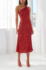 Sexy Single shoulder Leopard print Skater Dresses