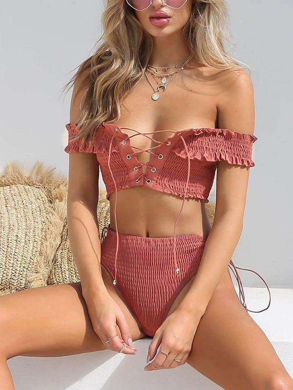 Sexy Cross Strap Two-piece Bikini Suit Swimwear