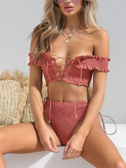 Sexy Cross Strap Two-piece Bikini Suit Swimwear