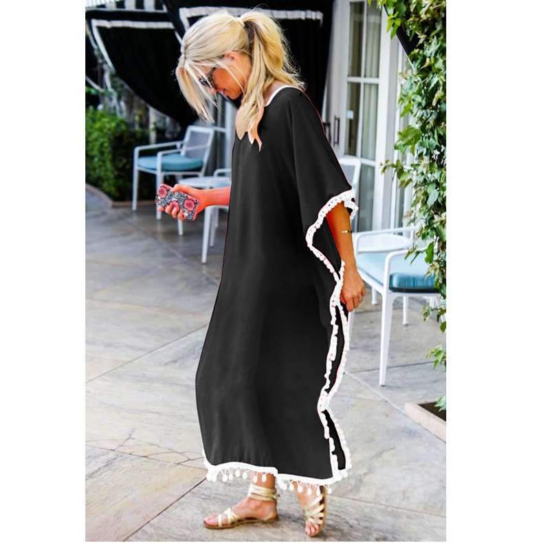 Casual V neck Short sleeve Macrame Maxi Dresses