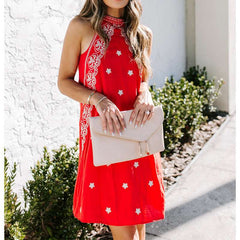 Fashion Print Round neck Sleeveless Shift Dresses