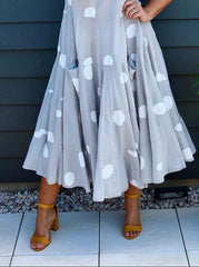 Casual Loose Point print Round neck Sleeveless Maxi Dresses