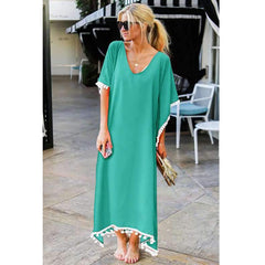 Casual V neck Short sleeve Macrame Maxi Dresses