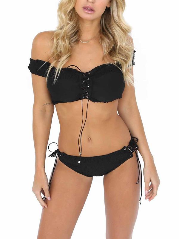 Sexy Cross Strap Two-piece Bikini Suit Swimwear