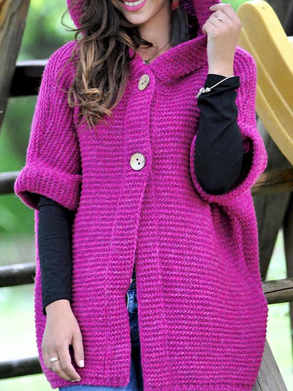 Loose knit hooded cardigan coats for autumn