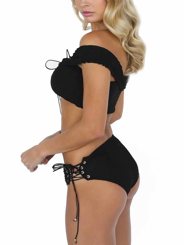 Sexy Cross Strap Two-piece Bikini Suit Swimwear